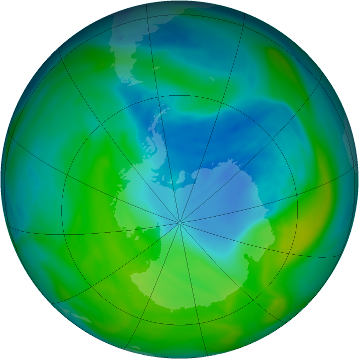Antarctic ozone map for 02 December 2004